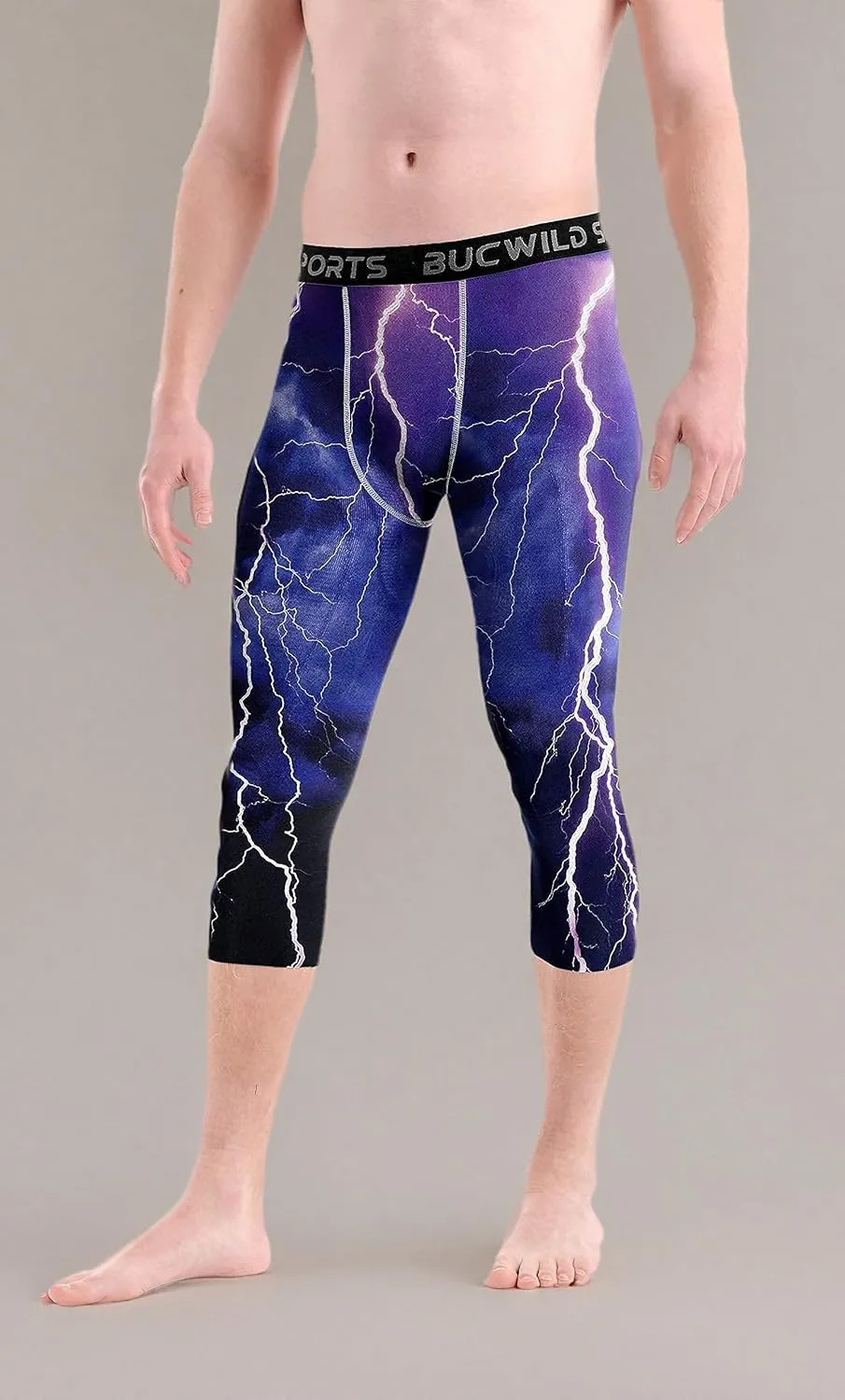 Bucwild Sports 3/4 Basketball Compression Pants Tights for Youth Boys & Men