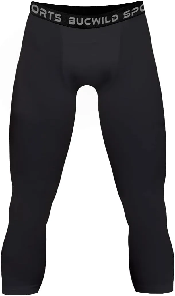 Bucwild Sports 3/4 Basketball Compression Pants Tights for Youth Boys & Men