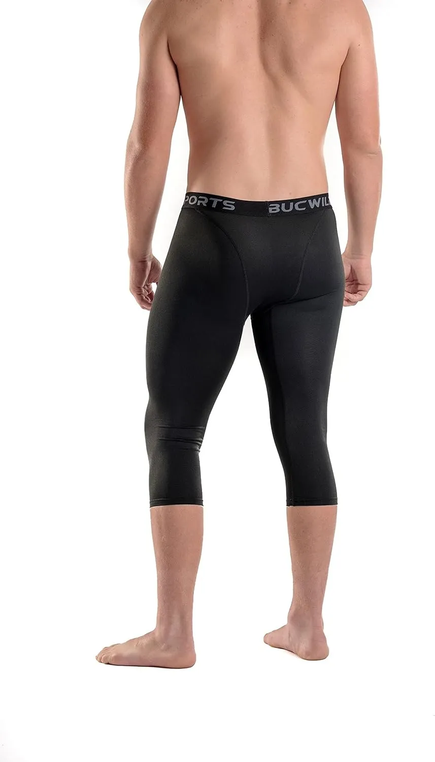 Bucwild Sports 3/4 Basketball Compression Pants Tights for Youth Boys & Men