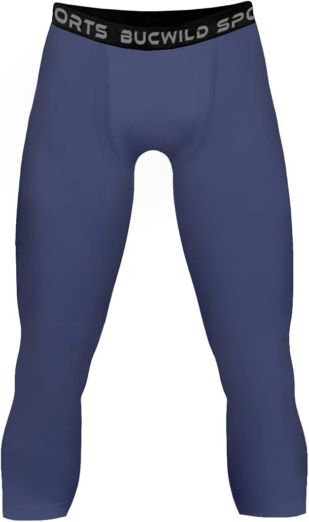 Bucwild Sports 3/4 Basketball Compression Pants Tights for Youth Boys & Men