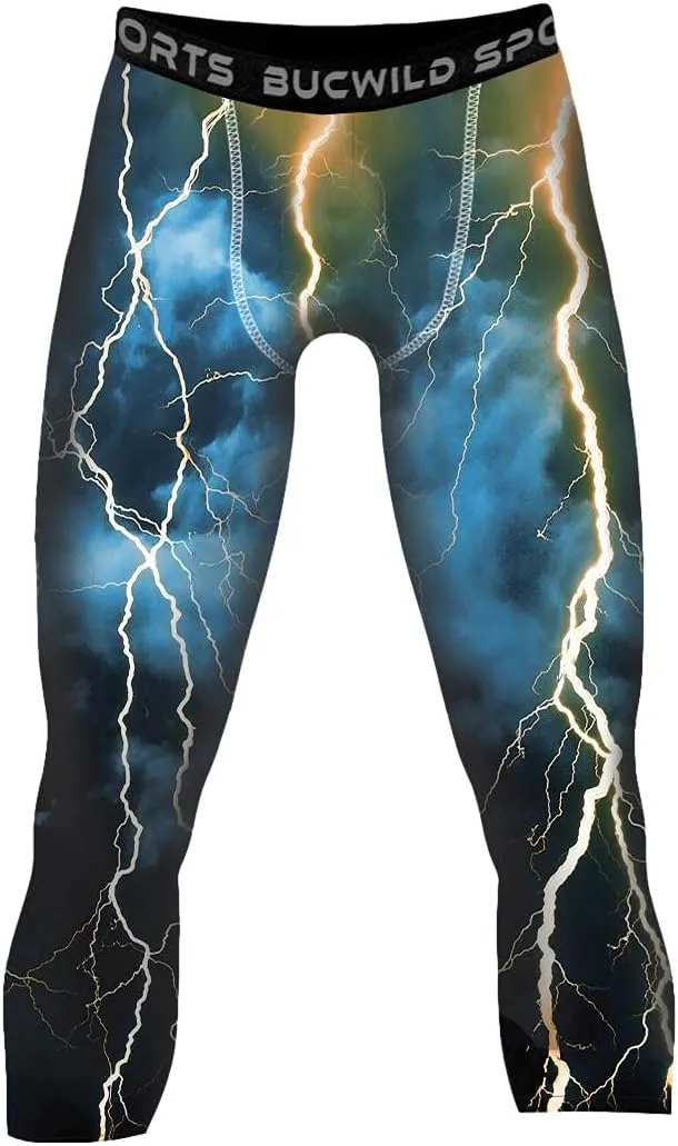 Bucwild Sports 3/4 Basketball Compression Pants Tights for Youth Boys & Men