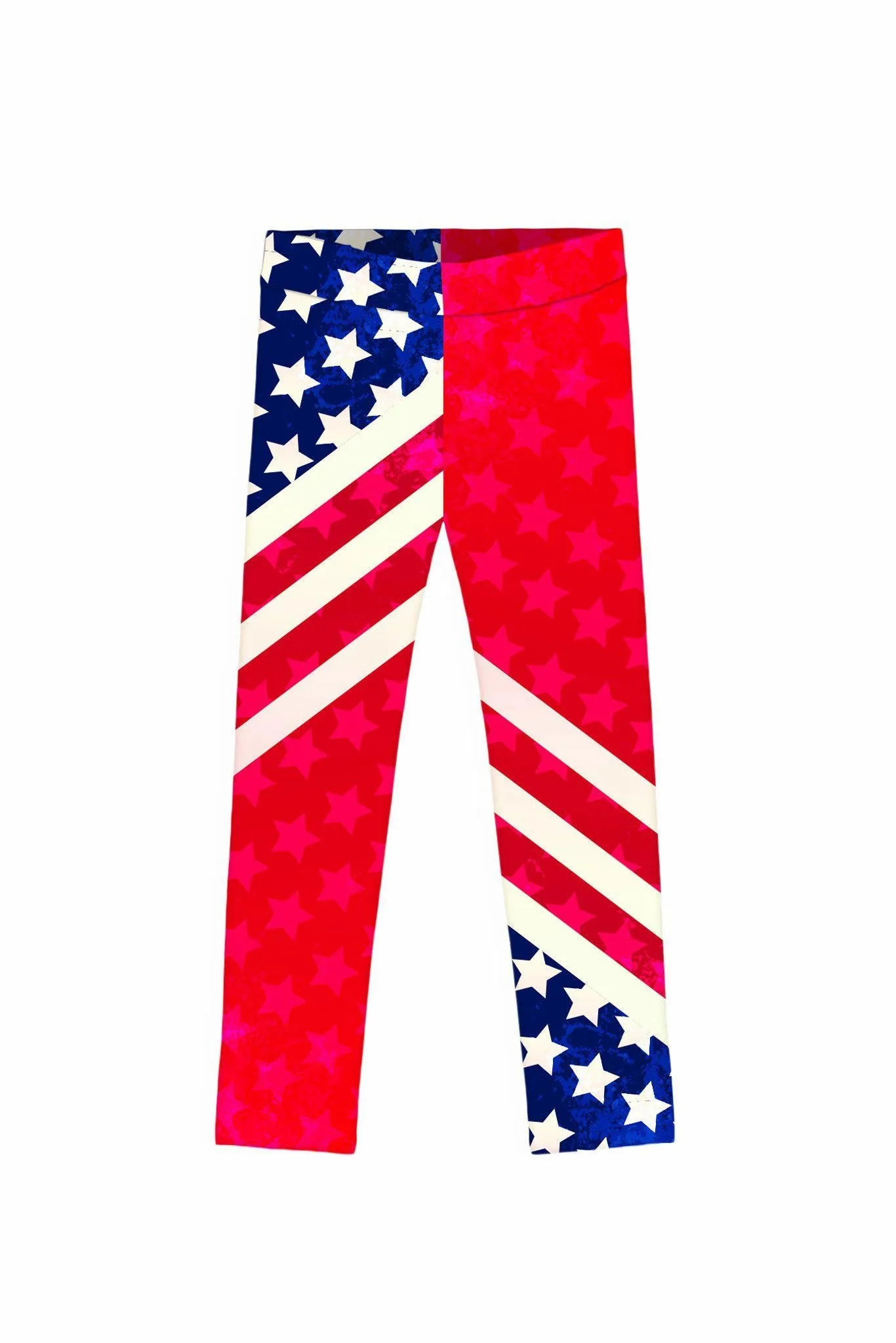 BUY 1 GET 4 FREE! Americana Lucy Red & Blue USA Flag Printed Leggings - Kids