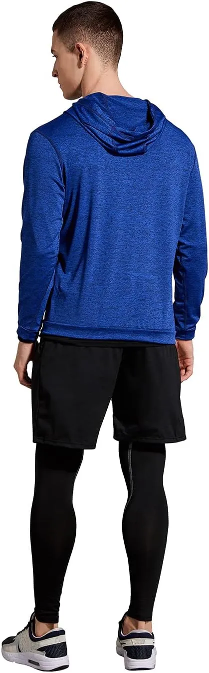 BUYJYA 5Pcs Men's Compression Pants Shirt Top Long Sleeve Jacket Athletic Sets Gym Clothing Mens Workout