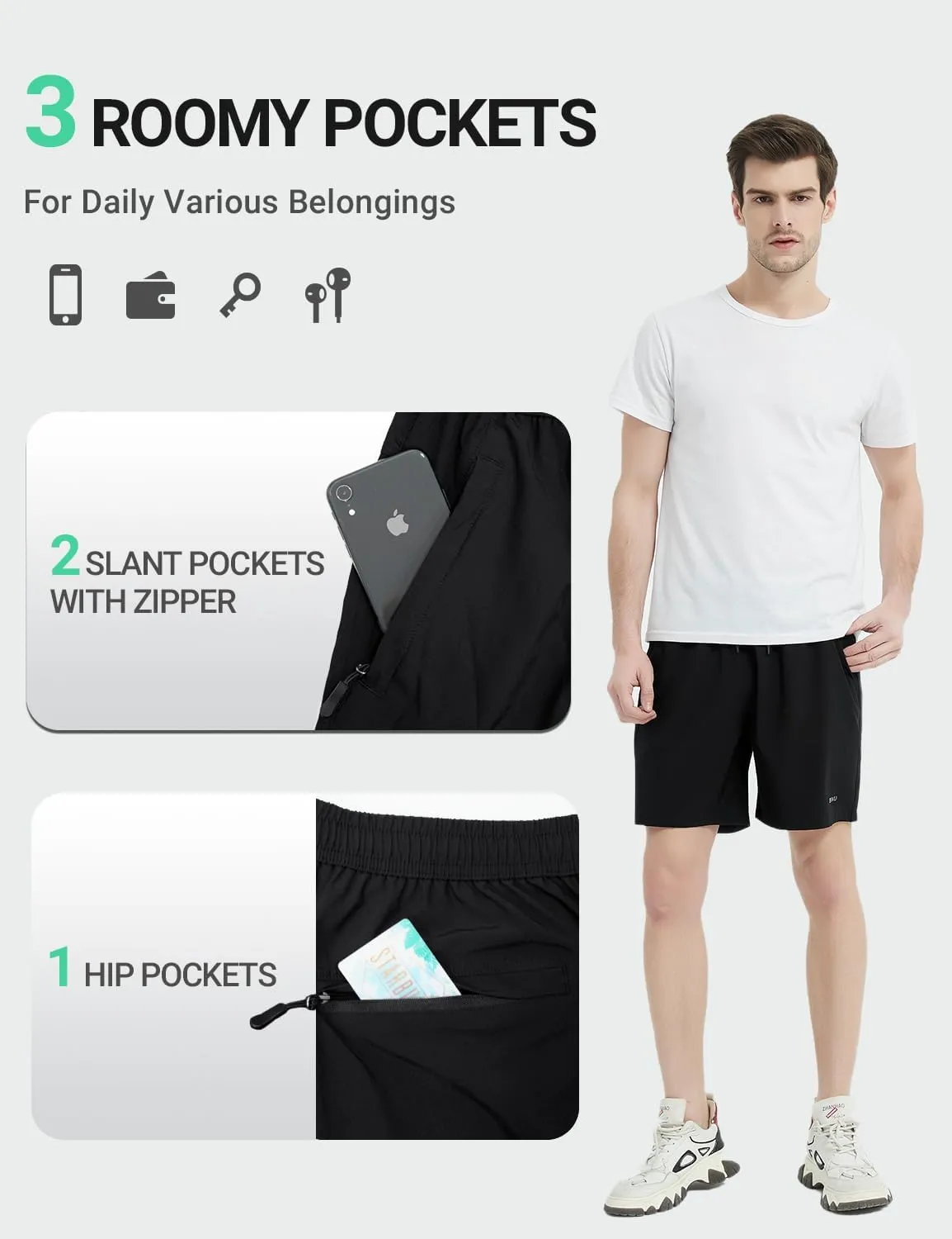 BVVU Men's Quick Dry Gym Workout Shorts with Pockets 7" Lightweight Running Athletic Shorts for Outdoor Casual