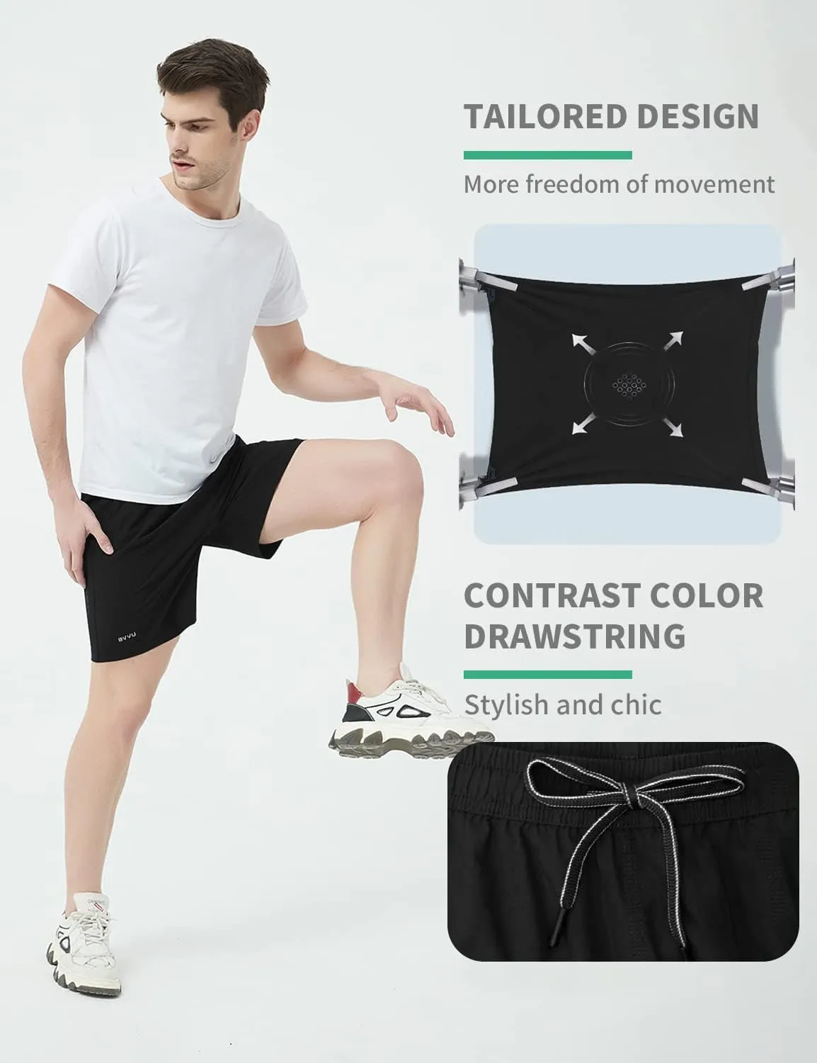 BVVU Men's Quick Dry Gym Workout Shorts with Pockets 7" Lightweight Running Athletic Shorts for Outdoor Casual