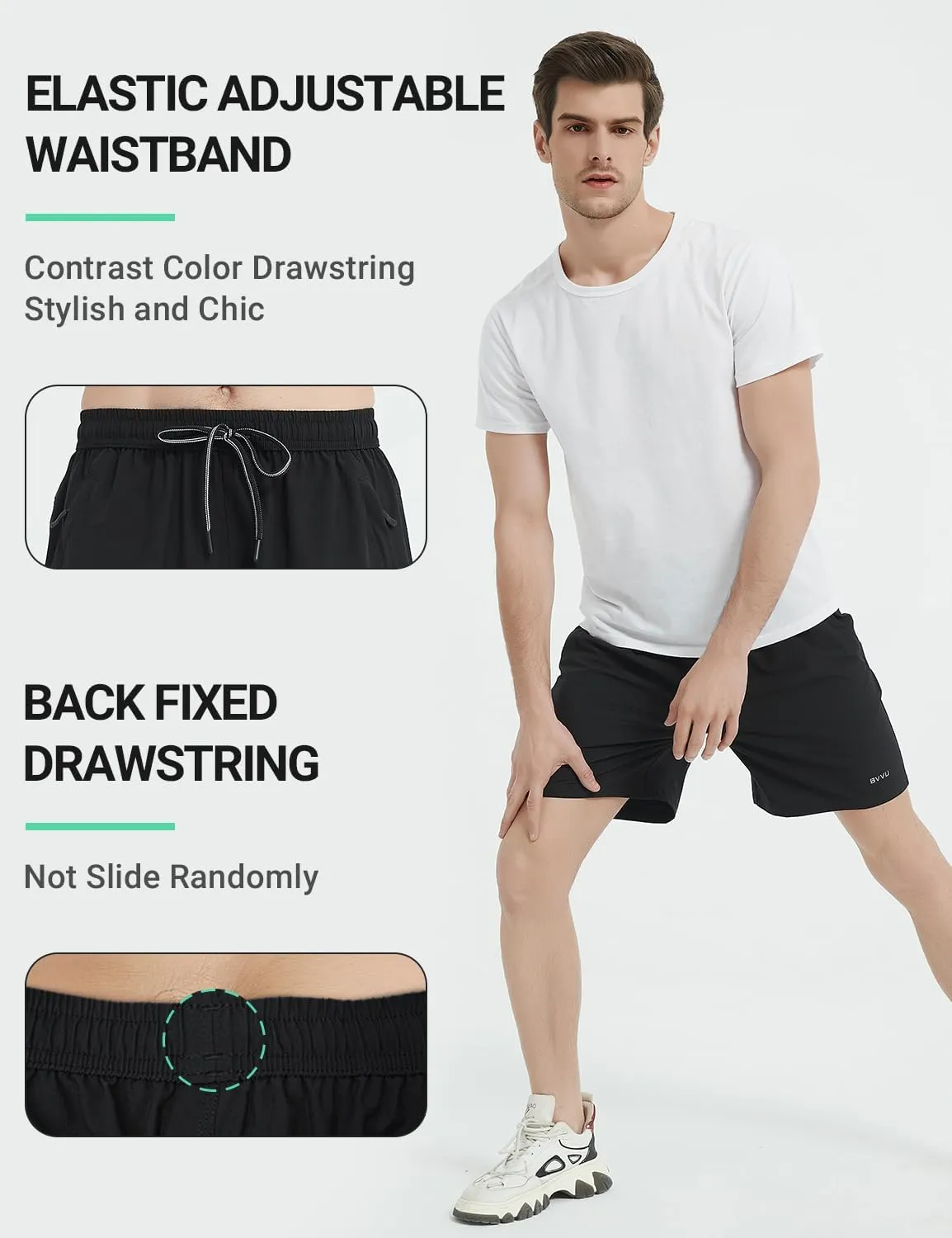 BVVU Men's Quick Dry Gym Workout Shorts with Pockets 7" Lightweight Running Athletic Shorts for Outdoor Casual