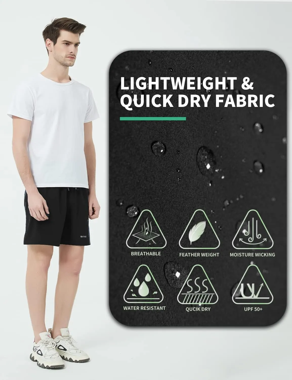 BVVU Men's Quick Dry Gym Workout Shorts with Pockets 7" Lightweight Running Athletic Shorts for Outdoor Casual