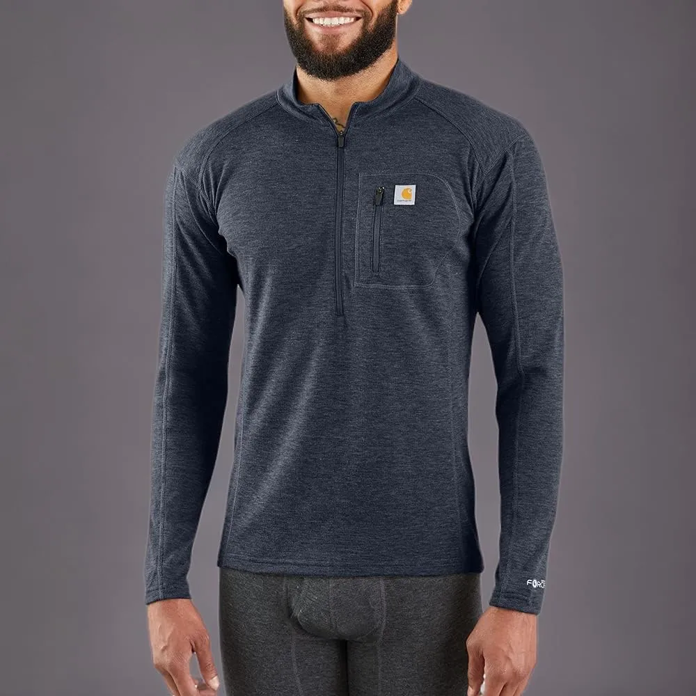 Carhartt Men's Force Midweight Synthetic-Wool Blend Base Layer Quarter-Zip Pocket Top