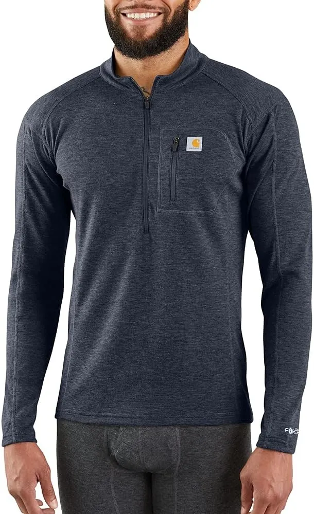 Carhartt Men's Force Midweight Synthetic-Wool Blend Base Layer Quarter-Zip Pocket Top