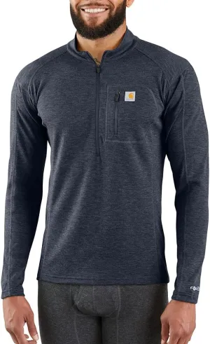 Carhartt Men's Force Midweight Synthetic-Wool Blend Base Layer Quarter-Zip Pocket Top