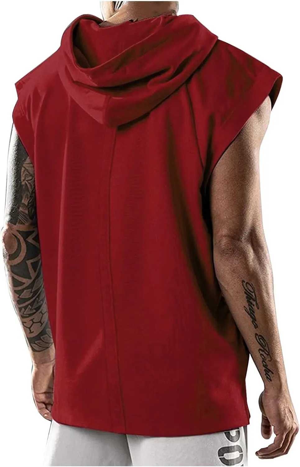 Casual Men Workout Tank Tops Cap Sleeve Hoody Shirts Muscle Fit Pullover Basic Shirt Running Active Solid Tees