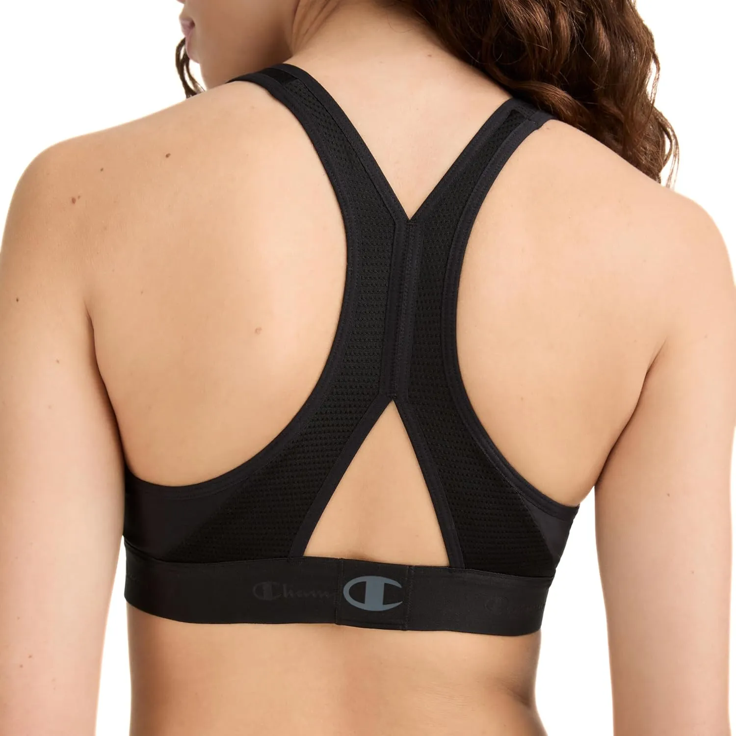 Champion Women's V-neck Racerback, Moisture-wicking, Moderate Support Sports Bra