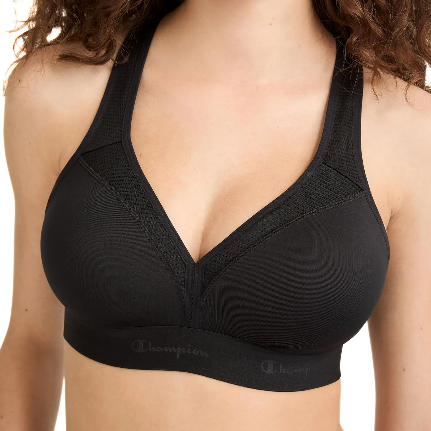 Champion Women's V-neck Racerback, Moisture-wicking, Moderate Support Sports Bra