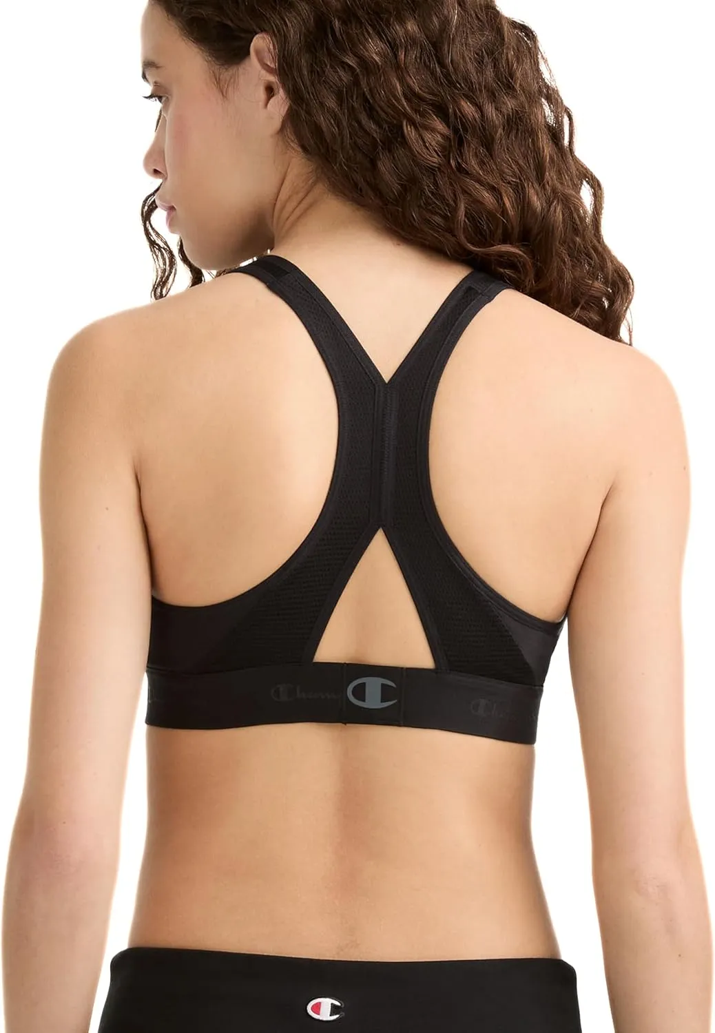 Champion Women's V-neck Racerback, Moisture-wicking, Moderate Support Sports Bra