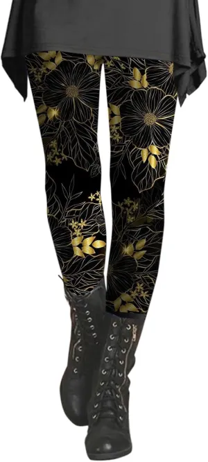 Christmas Leggings Length Fashion Soft Daily Vacation Deep Green Gray Green All Seasons Leggings for Women Plus Size