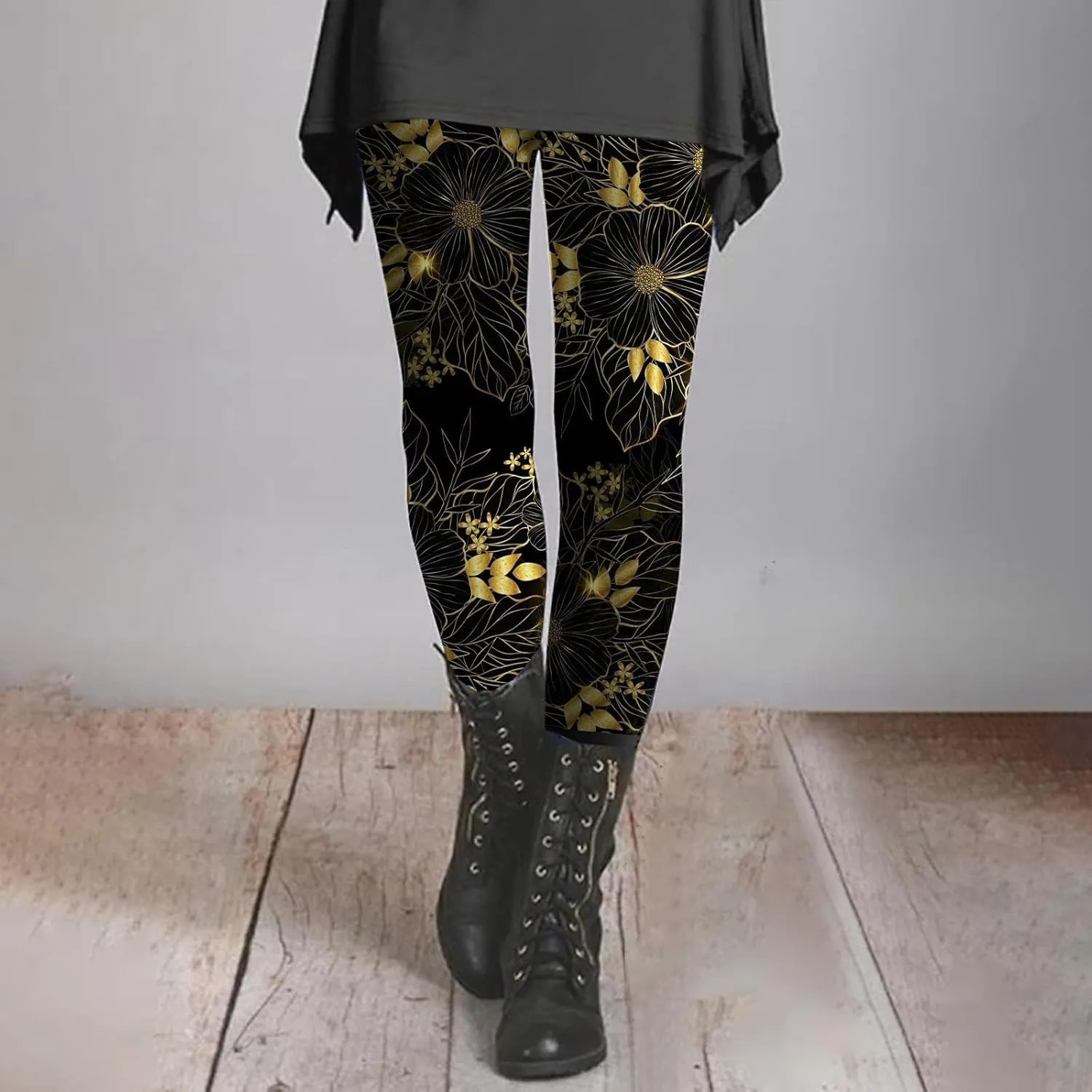 Christmas Leggings Length Fashion Soft Daily Vacation Deep Green Gray Green All Seasons Leggings for Women Plus Size