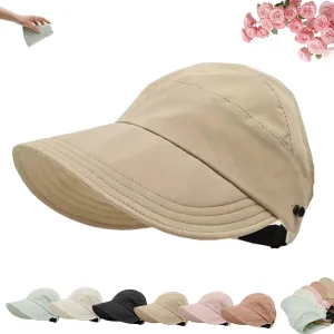 Classupery Outdoor UV Protection Hollow Top Sun Hat, Women's Wide Brim Breathable Empty Top Summer Sun Hat, Top Hollow