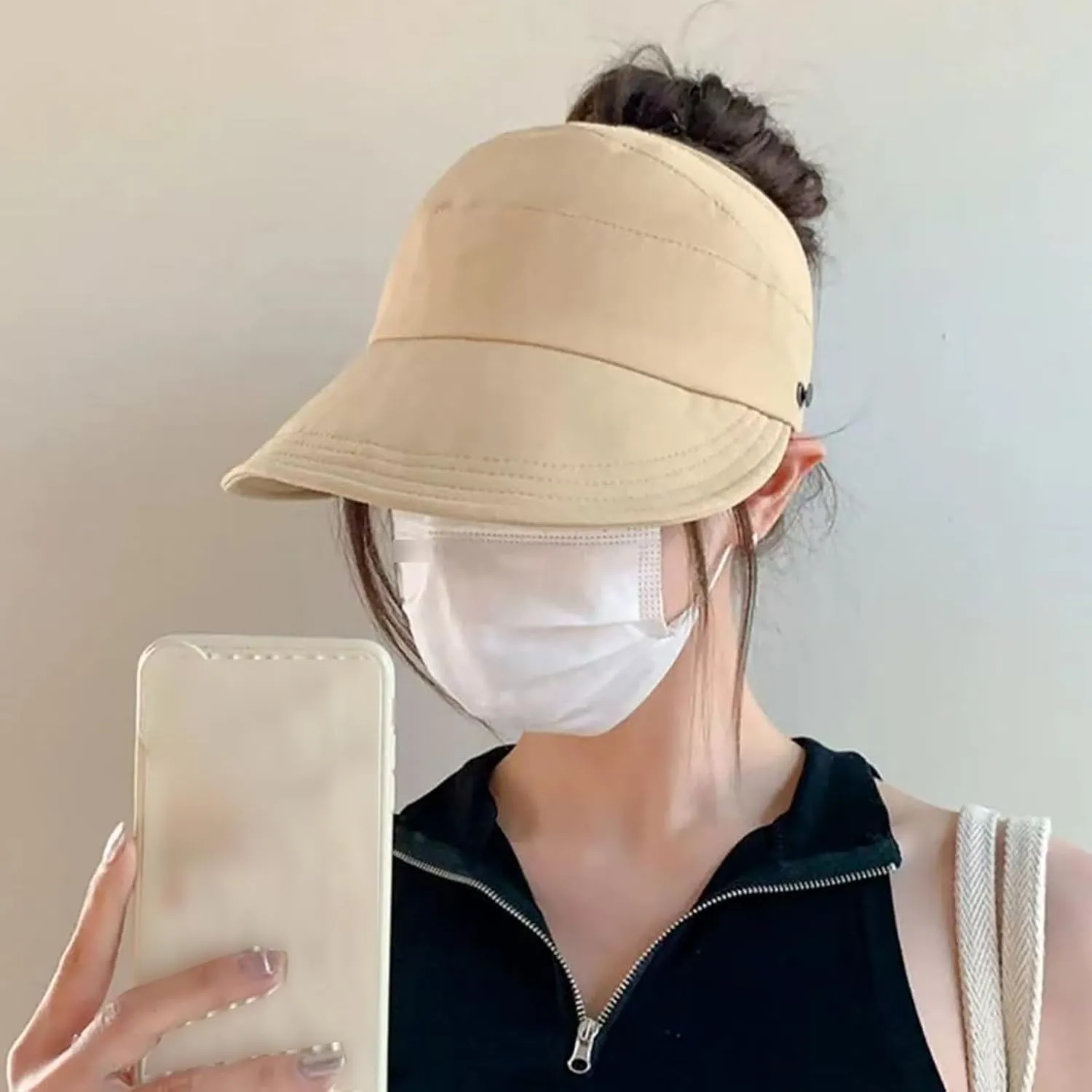 Classupery Outdoor UV Protection Hollowed Top Sun Hat, Classupery Women's Wide Brim Breathable Hollowed Top Summer Sun Hat