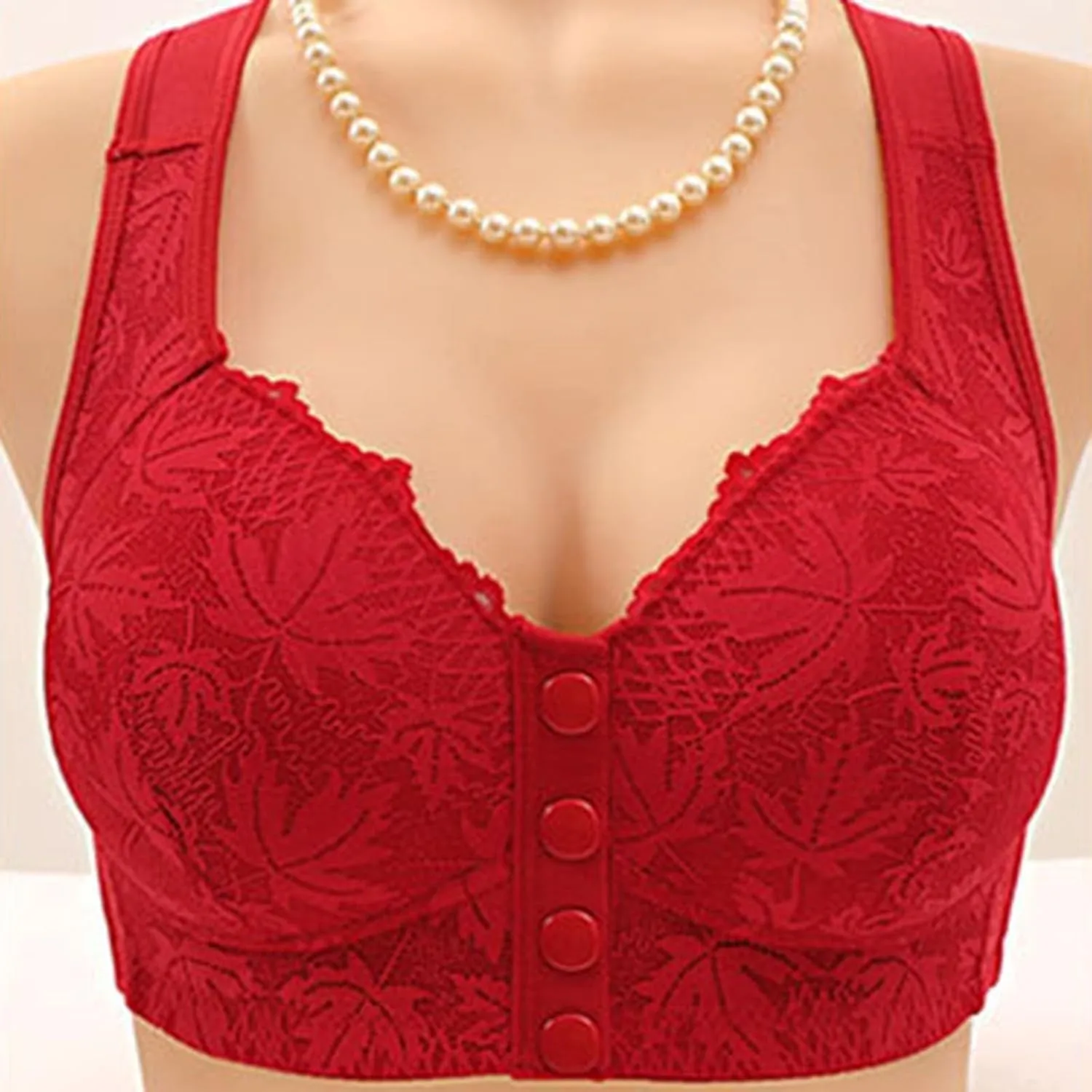 Cotton Front Closure Daisy Bras for Older Women Push Up Wirefree Full Coverage Comfort Bra Anti-Sagging Underwear