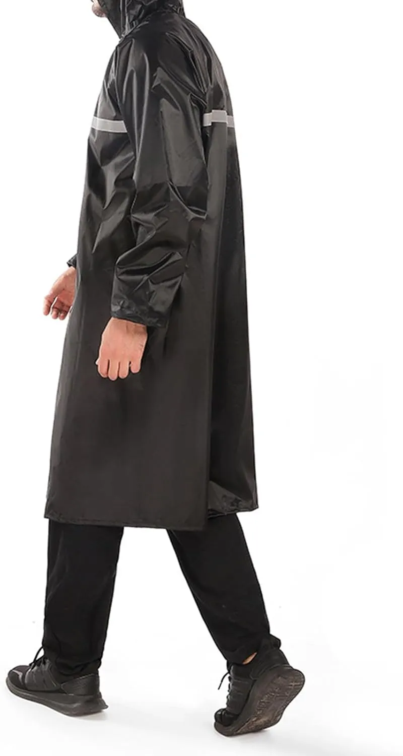 Custom Long Raincoat High Reflective Waterproof Outdoor Rain Jacket with Hood for Hiking Camping Emergency