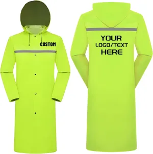 Custom Long Raincoat High Reflective Waterproof Outdoor Rain Jacket with Hood for Hiking Camping Emergency