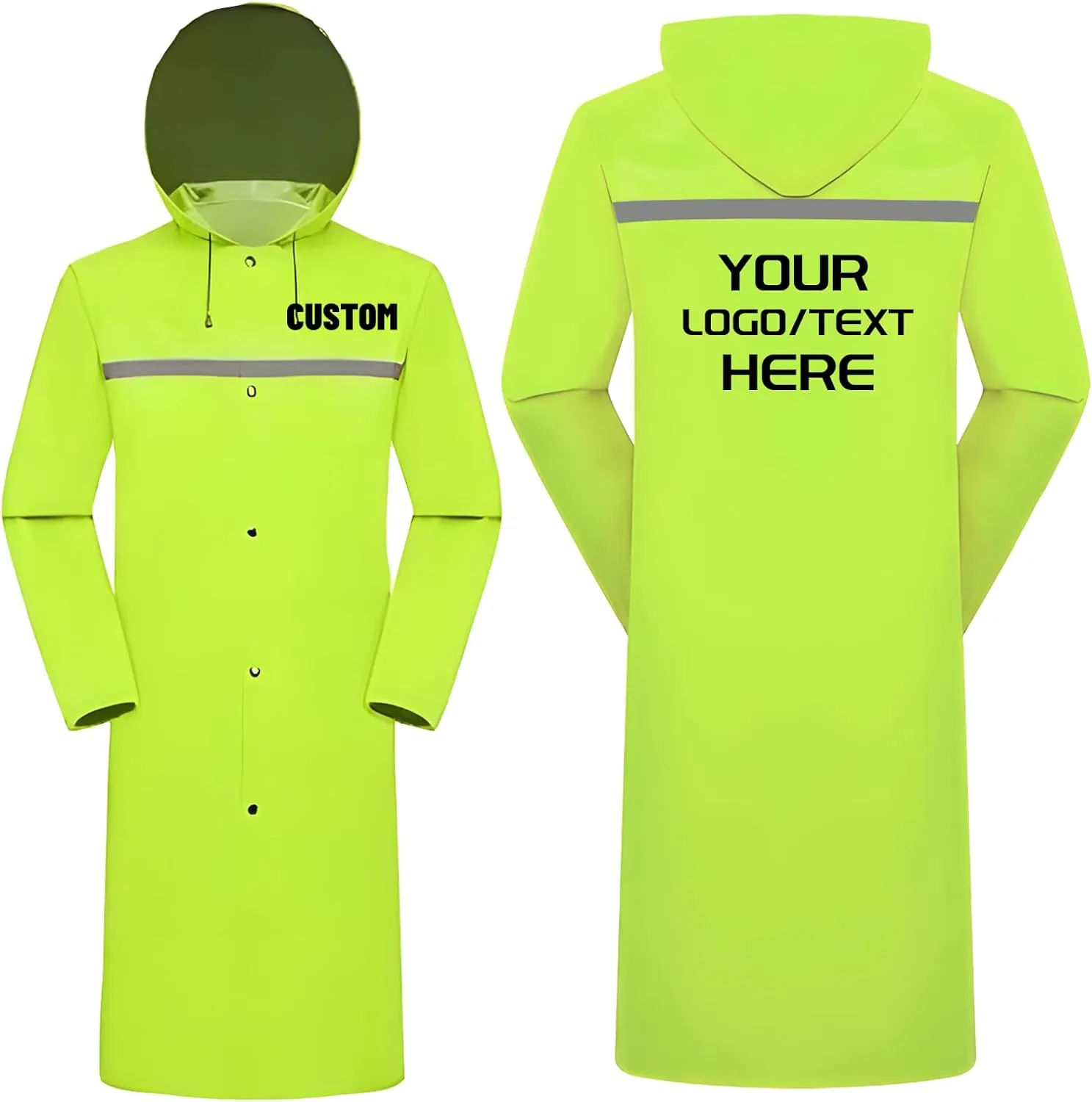 Custom Long Raincoat High Reflective Waterproof Outdoor Rain Jacket with Hood for Hiking Camping Emergency