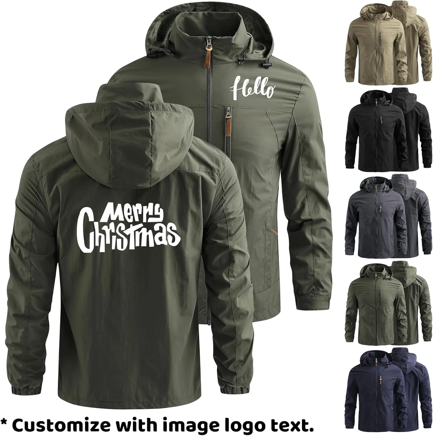 Custom Men's Lightweight Softshell Jacket Lightweight Hooded Water Resistant Outdoor Hiking Windbreaker