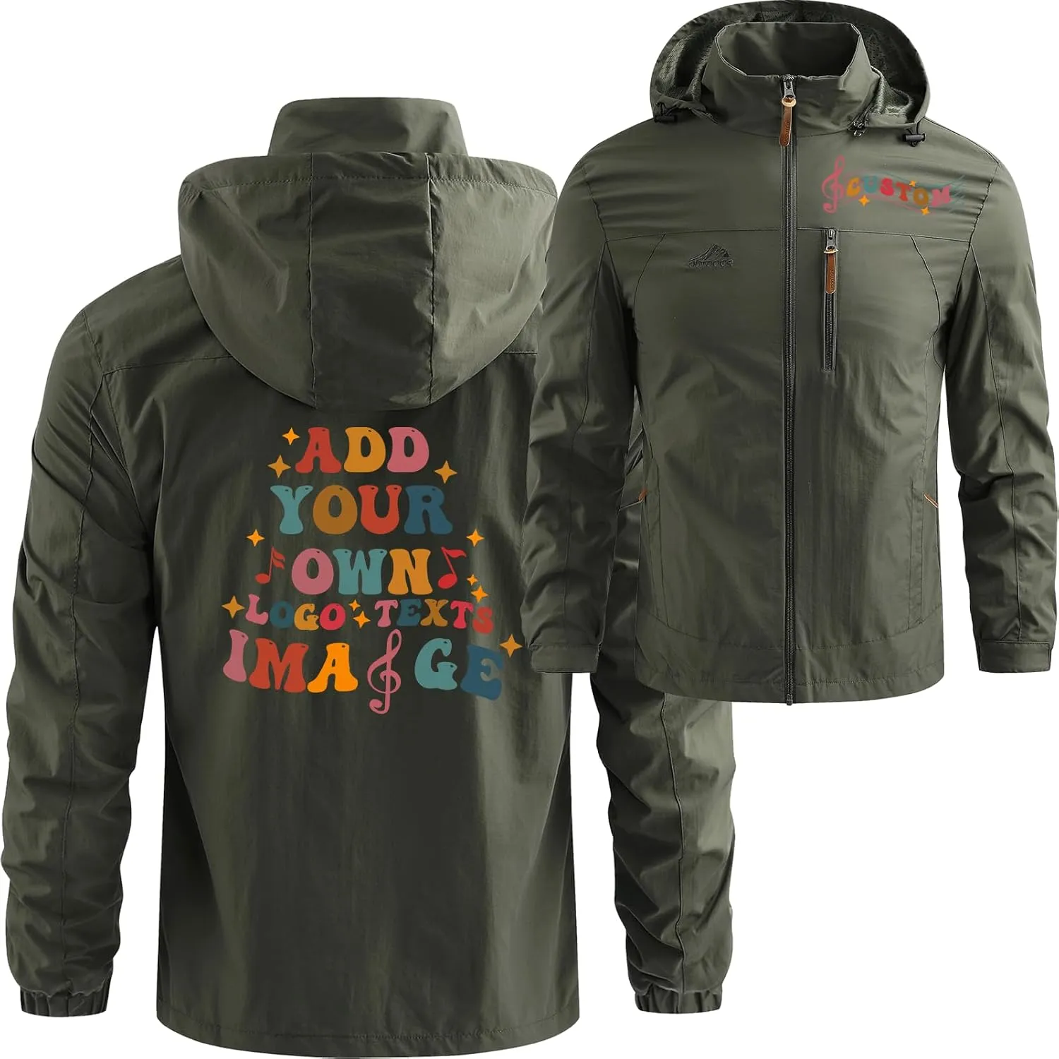 Custom Men's Lightweight Softshell Jacket Lightweight Hooded Water Resistant Outdoor Hiking Windbreaker