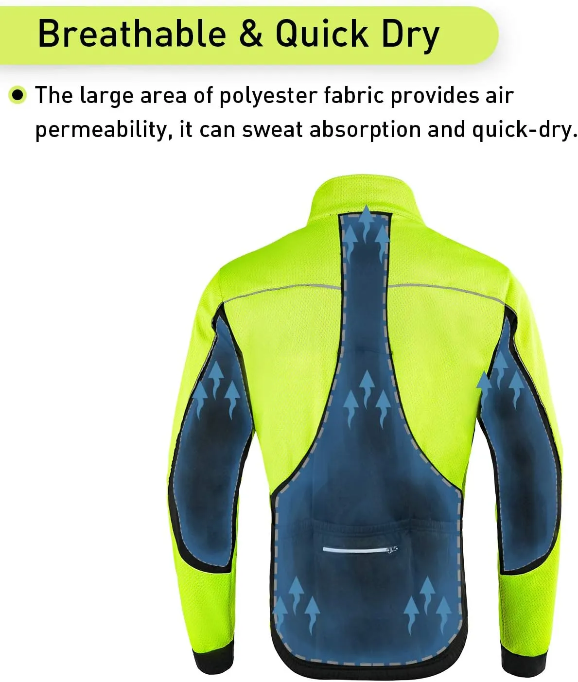 Cycling Bike Jacket for Men, Fleece Thermal Running Coat Windproof Breathable Mountain Biking Softshell Jacket