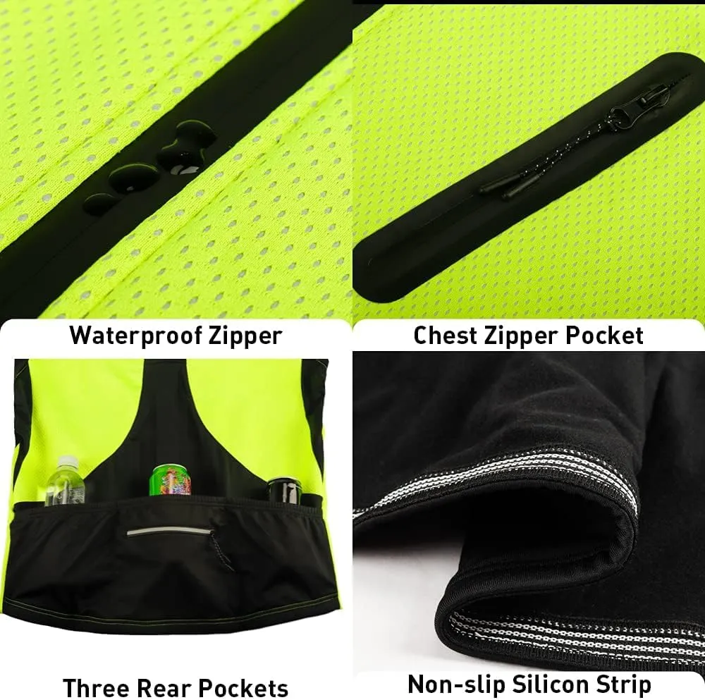 Cycling Bike Jacket for Men, Fleece Thermal Running Coat Windproof Breathable Mountain Biking Softshell Jacket