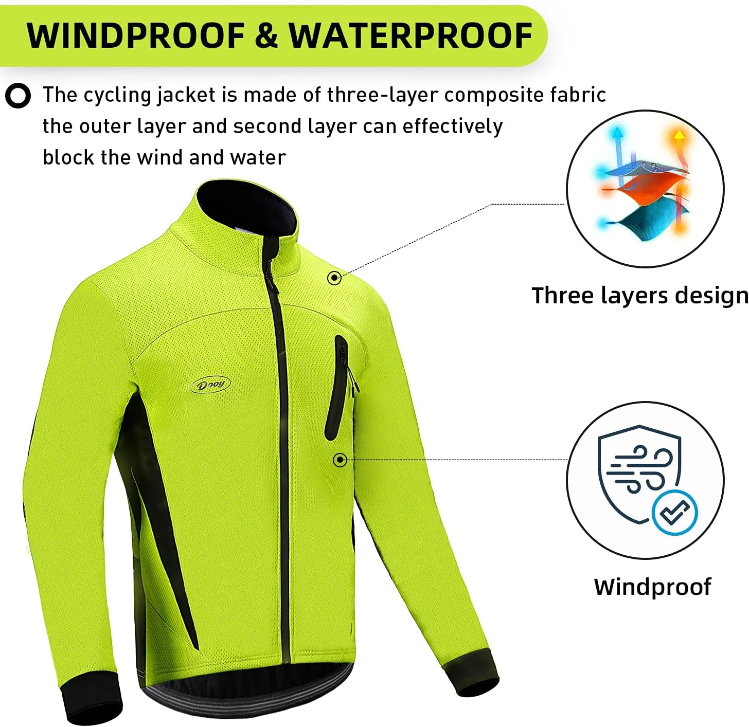 Cycling Bike Jacket for Men, Fleece Thermal Running Coat Windproof Breathable Mountain Biking Softshell Jacket