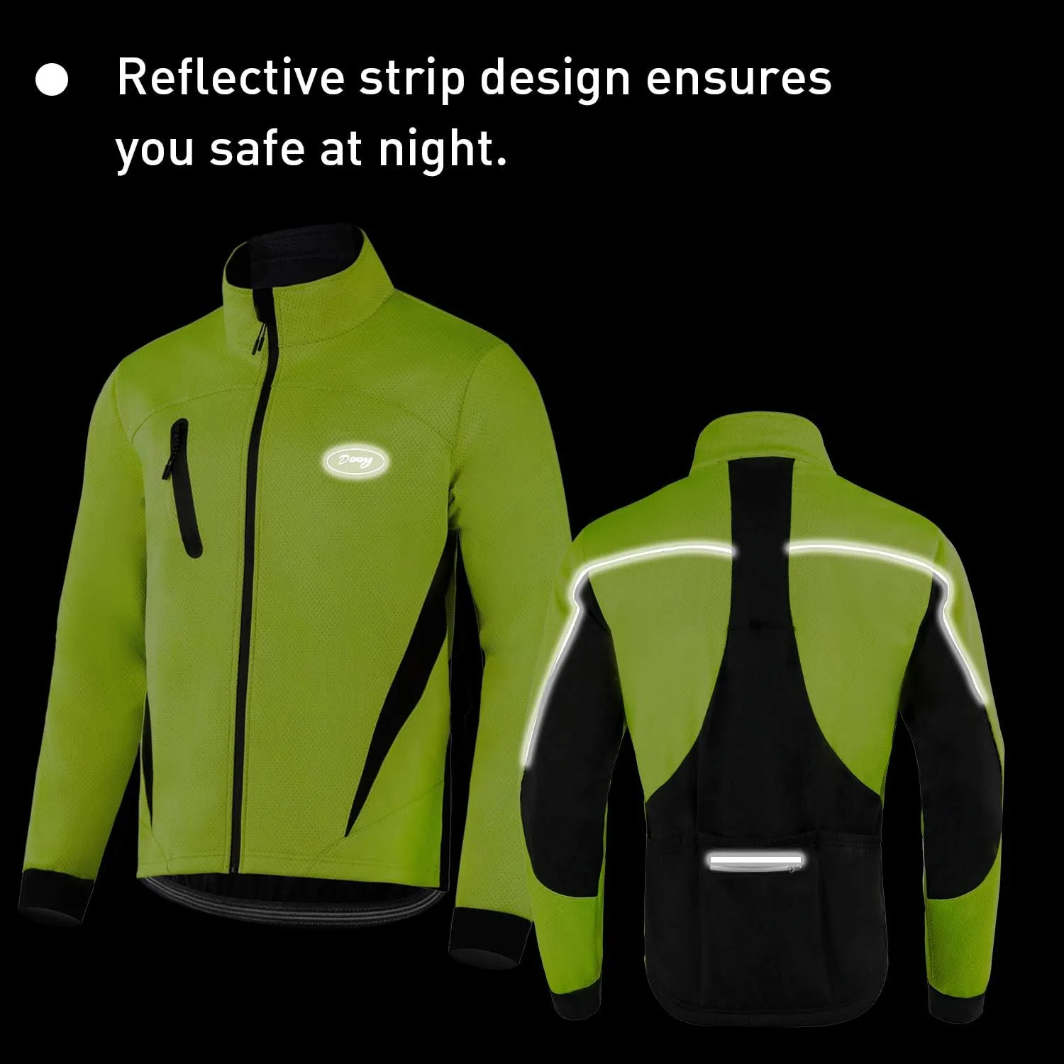 Cycling Bike Jacket for Men, Fleece Thermal Running Coat Windproof Breathable Mountain Biking Softshell Jacket