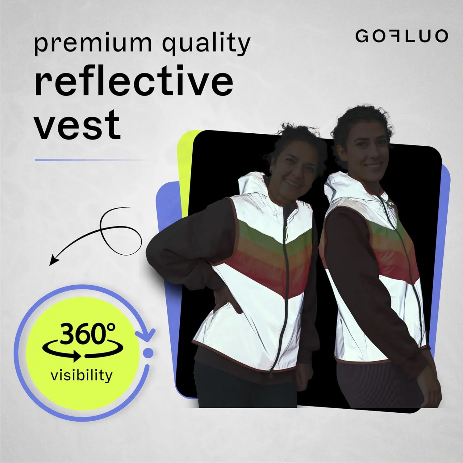 Darkflow - Sleeveless Reflective Jacket - Fashionable Rainbow High Visibility Vest - Hi Vis Jacket