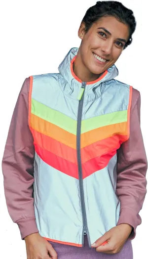 Darkflow - Sleeveless Reflective Jacket - Fashionable Rainbow High Visibility Vest - Hi Vis Jacket