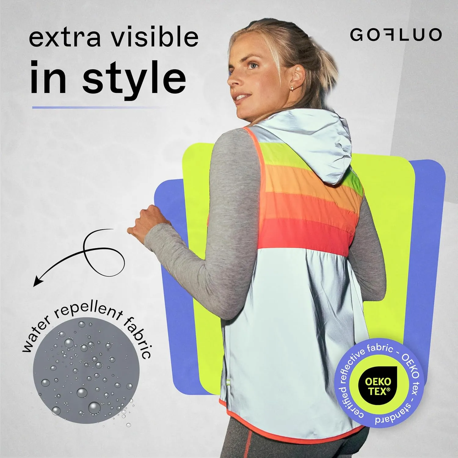 Darkflow - Sleeveless Reflective Jacket - Fashionable Rainbow High Visibility Vest - Hi Vis Jacket