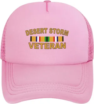 Desert Storm Veteran Unisex Adult Classic Mesh Baseball Cap Snapback hat Grid mesh Hat Black