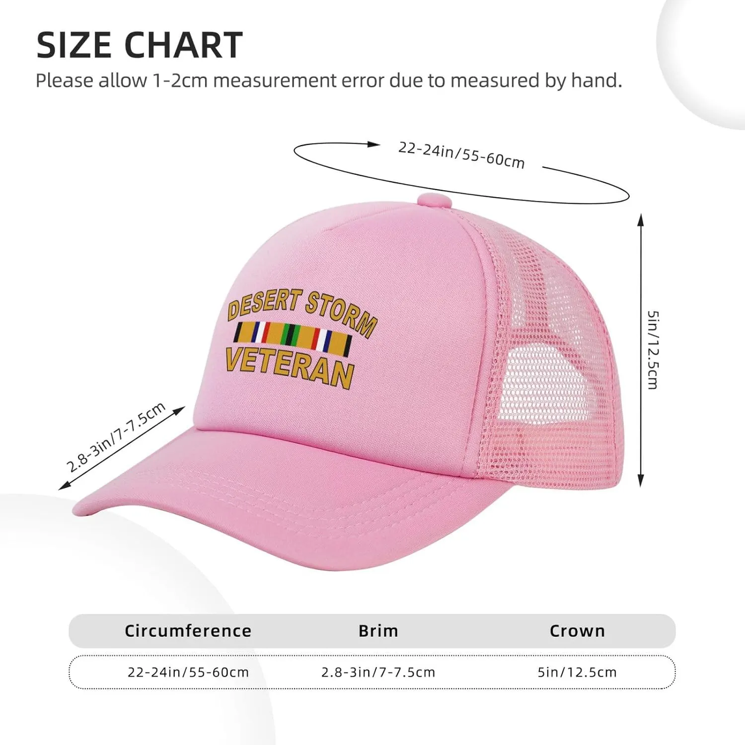 Desert Storm Veteran Unisex Adult Classic Mesh Baseball Cap Snapback hat Grid mesh Hat Black