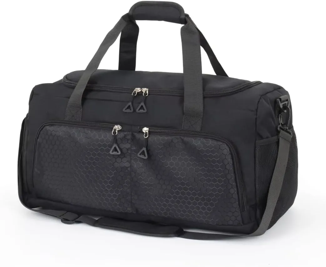Elite Gym Duffle Bag RO1.0  Durable & Spacious with 10 Smart Compartments, Water-Resistant Pouch & Ventilated Shoe Compartment, Black, Duffel Bag