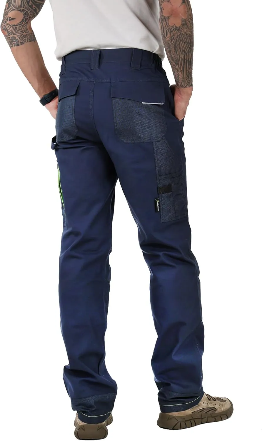 Ellobird Men's Cargo Construction Flex Work Pant for Men Double Knee Reinforcement Stretch Elastic Waistband Tactical Pants