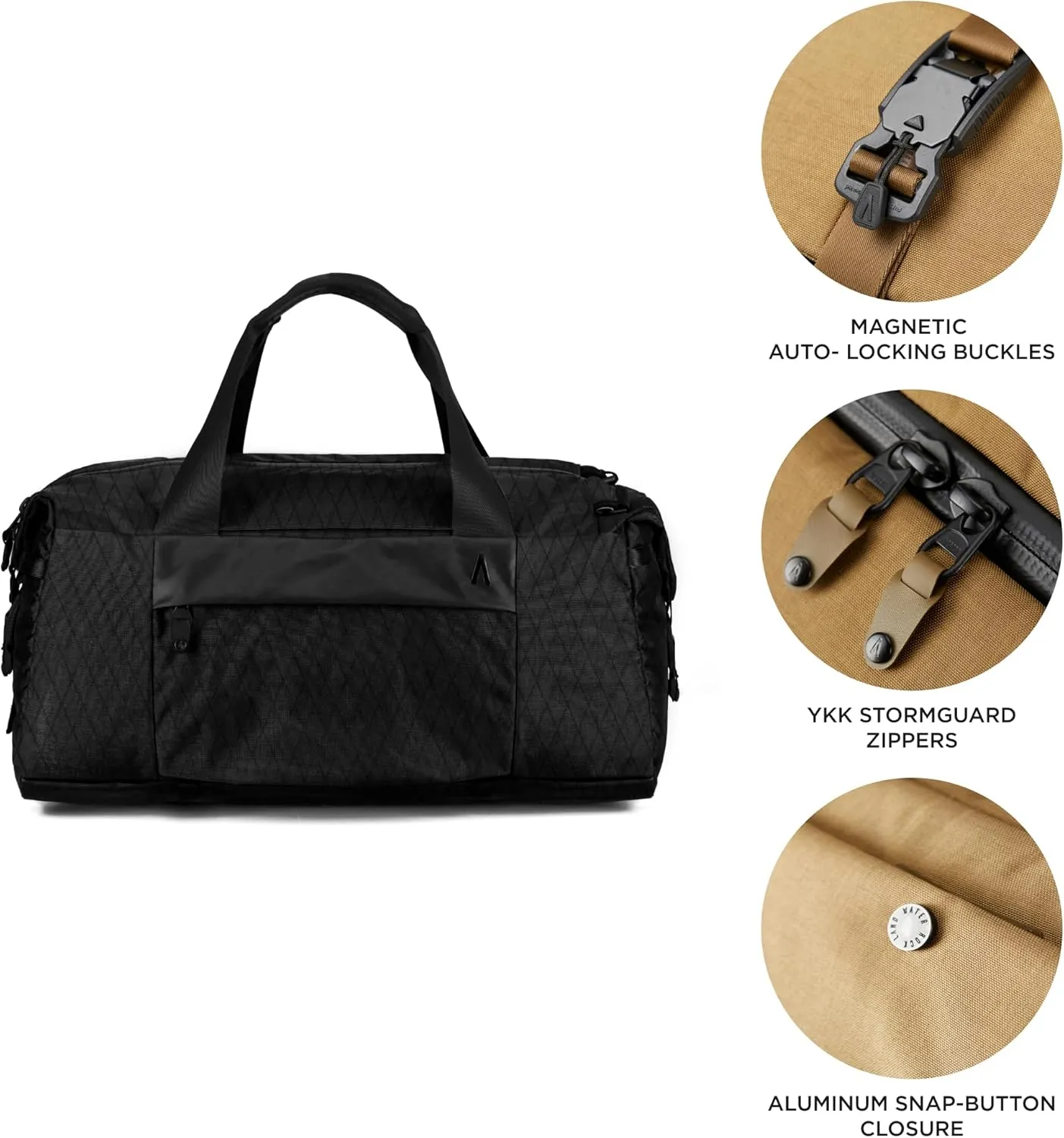 Errant Modular Duffel Bag Jet Black X-Pac  35L Weekender, Travel Duffel Backpack, Waterproof, Ventilated Wet/Dry Compartment