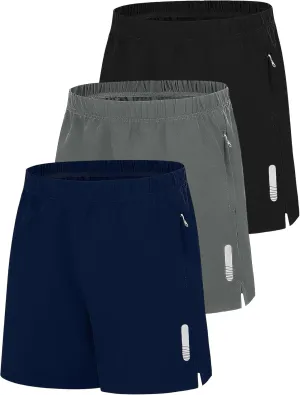 EXARUS Boys Athletic Shorts 4"/6" Quick Dry Lightweight Adjustable Elastic Waist Pockets Basketball Soccer Running