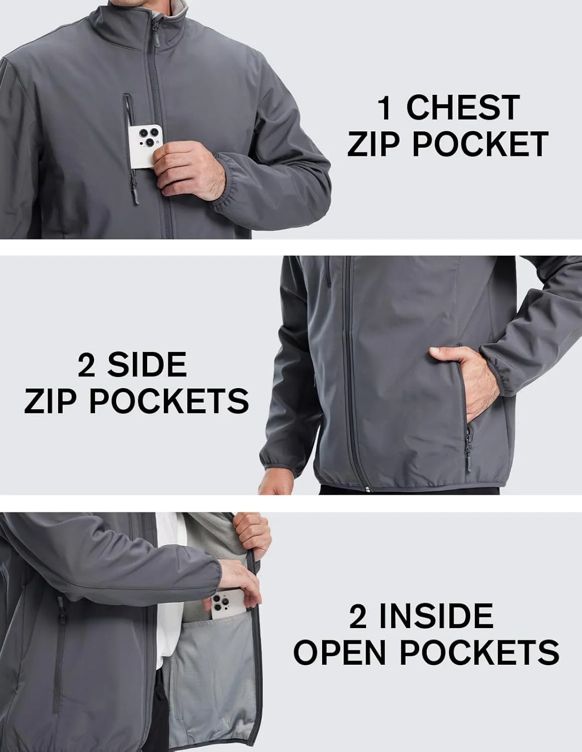 fit space Men's Athletic Insulated Jacket Lightweight Fleece Outerwear Windbreaker Running Cycling Hiking