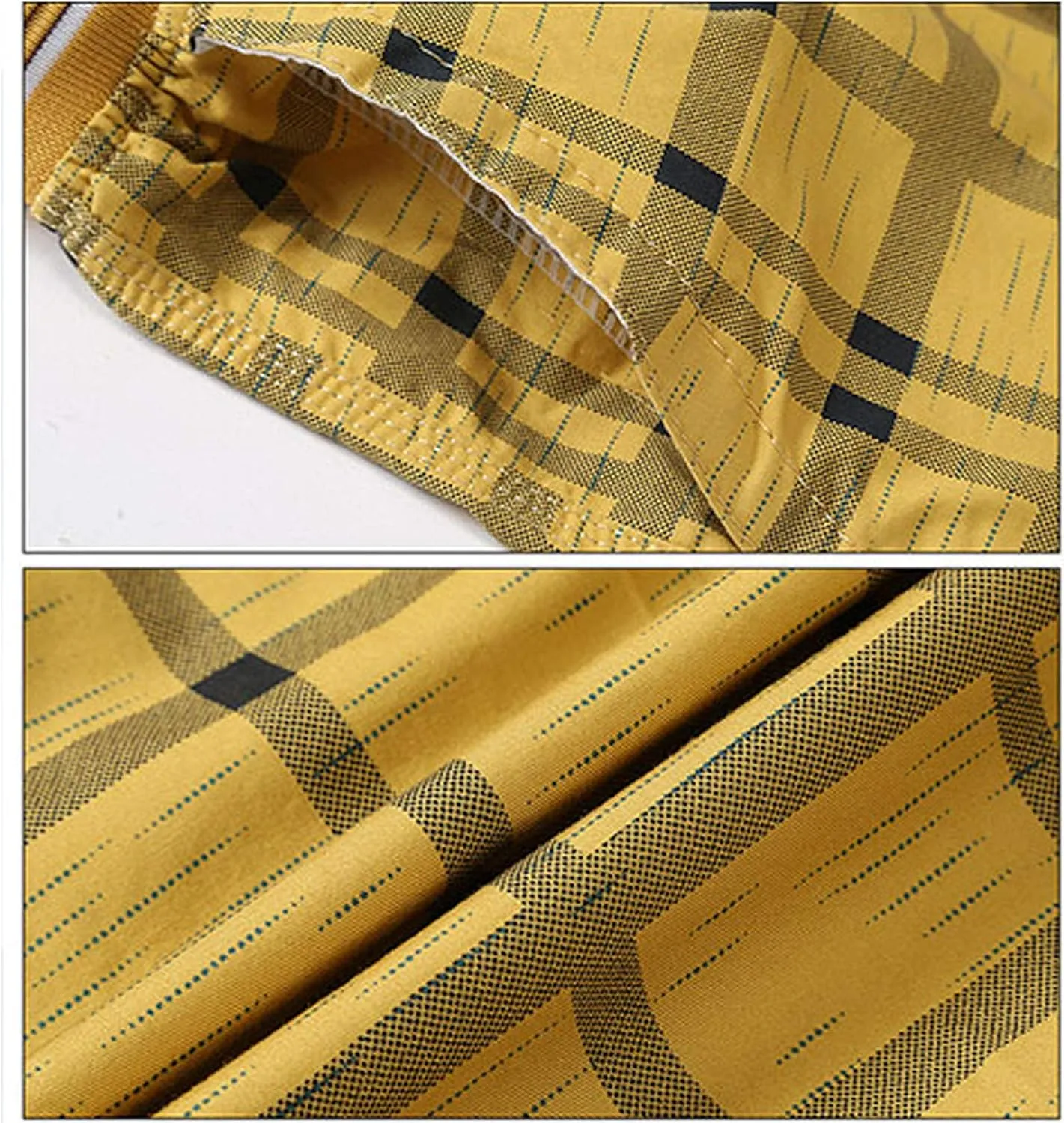 Flygo Men's Surf Quick Dry Elastic Waist Plaid Swim Trunks