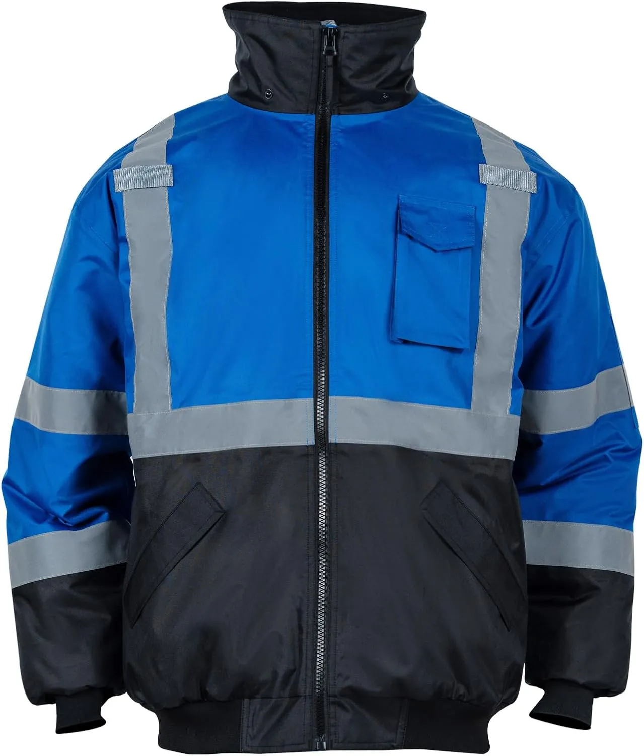 FONIRRA High Visibility Safety Bomber Jackets with Fleece Liner,ANSI Class 2 Reflective Waterproof Jacket for Men