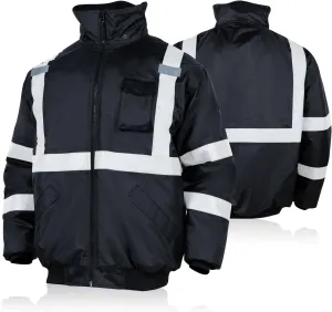 FONIRRA High Visibility Safety Bomber Jackets with Fleece Liner,ANSI Class 2 Reflective Waterproof Jacket for Men