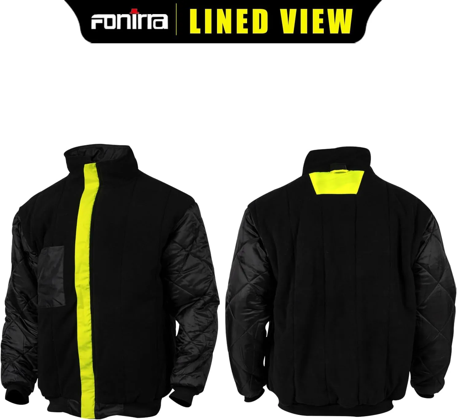 FONIRRA High Visibility Safety Bomber Jackets with Fleece Liner,ANSI Class 2 Reflective Waterproof Jacket for Men