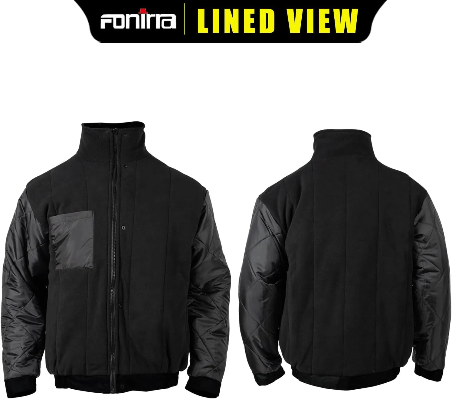 FONIRRA High Visibility Safety Bomber Jackets with Fleece Liner,ANSI Class 2 Reflective Waterproof Jacket for Men