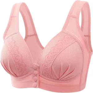 Front Closure Bras for Older Women Sexy Lace Button Bras Seamless Comfortable Push Up Plus Size Breathable Bralettes