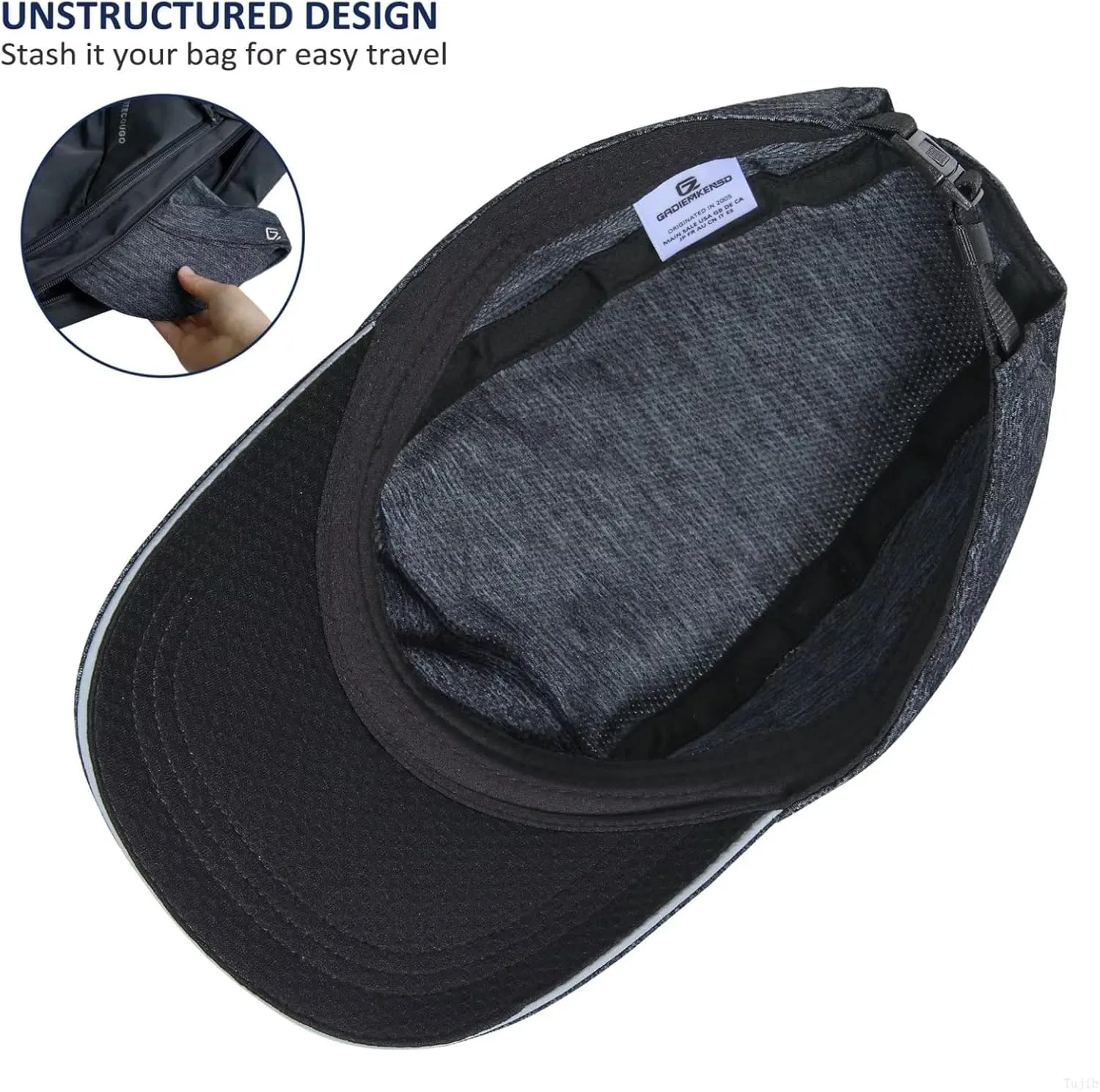 GADIEMKENSD Unstructured Running Hat Quick Dry Reflective Sports Cap Lightweight