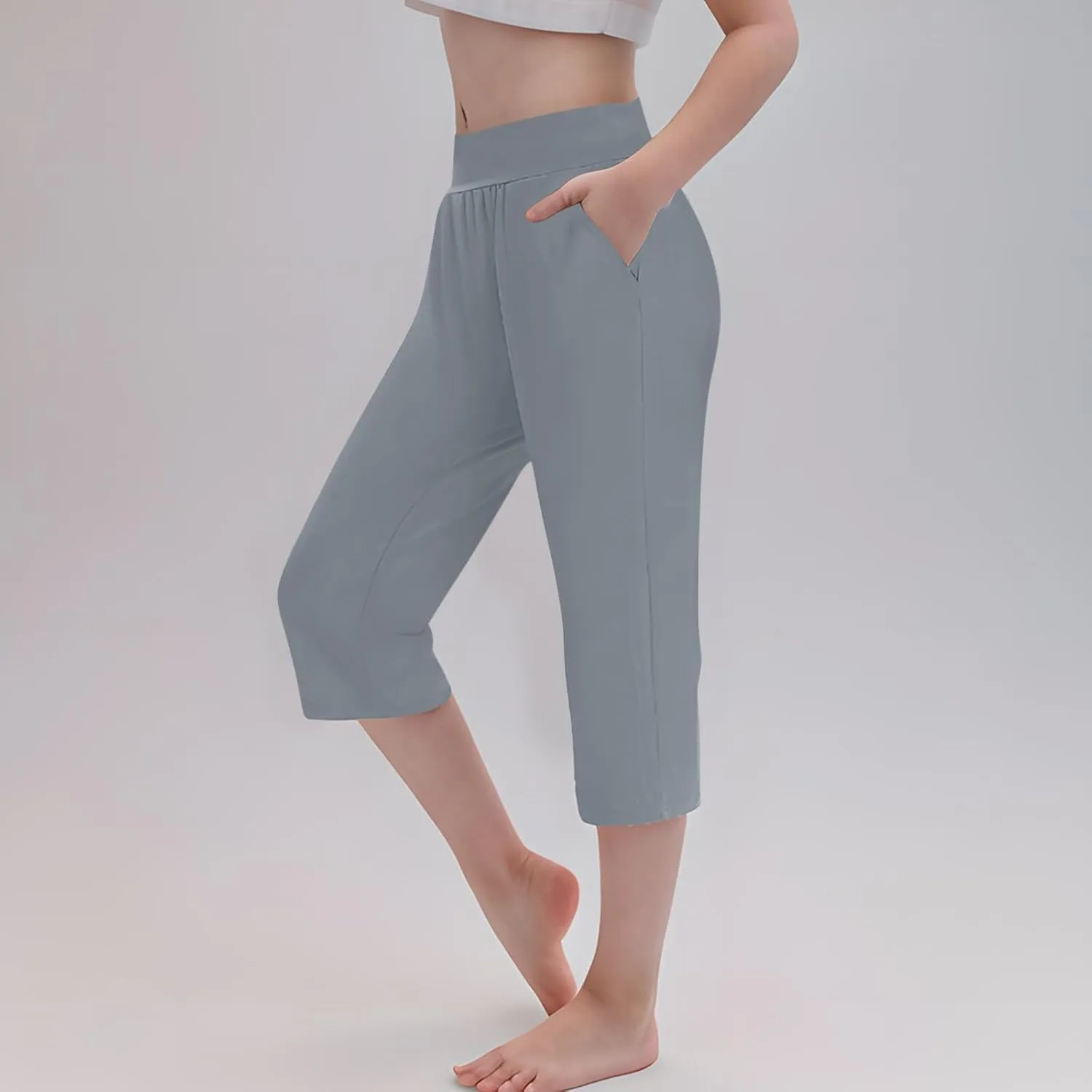 Girls Capri Leggings Elastic High Waisted Compression Pants Stretch Active Yoga Tights for Kids Teen Workout Running